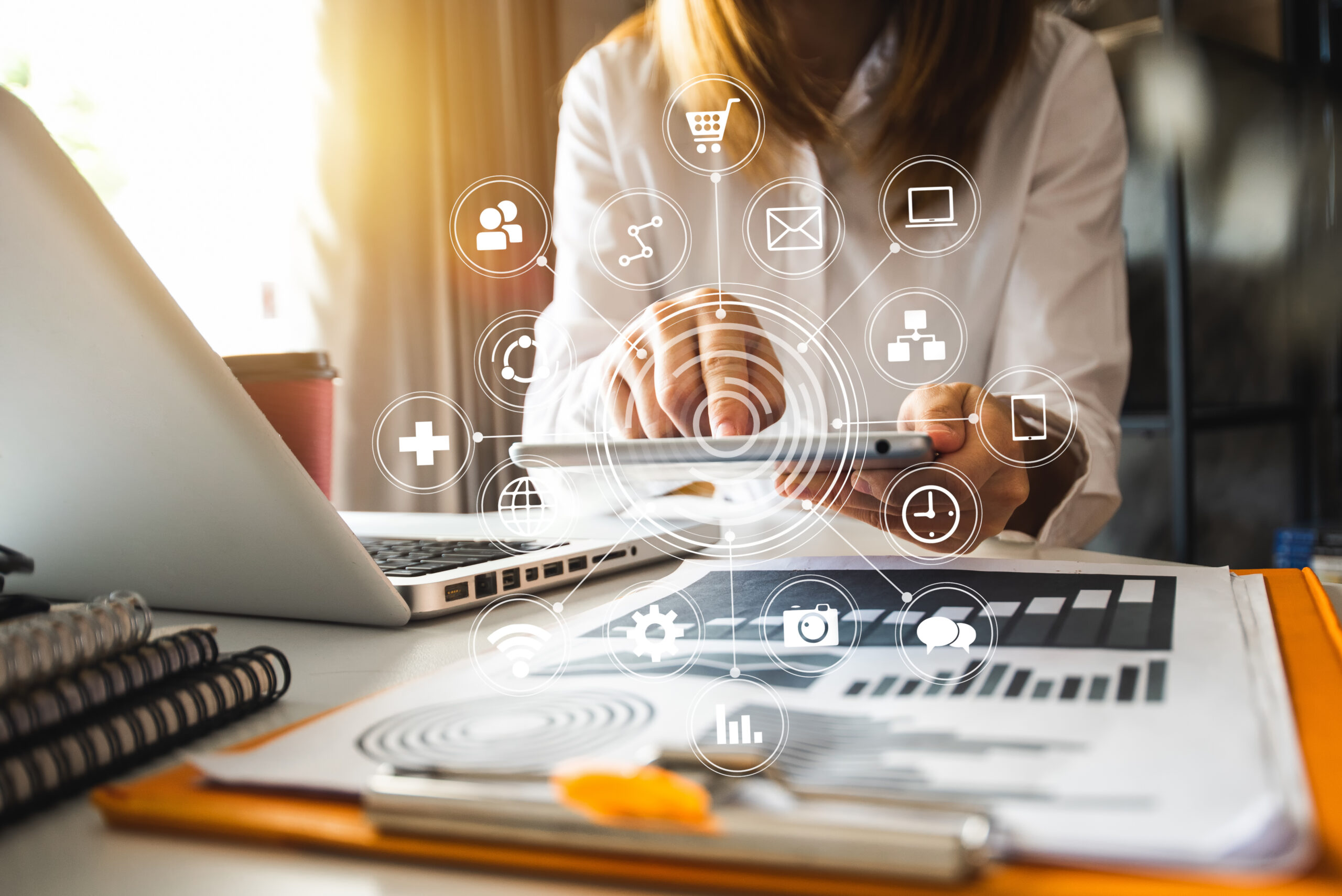 Doctor using computer
